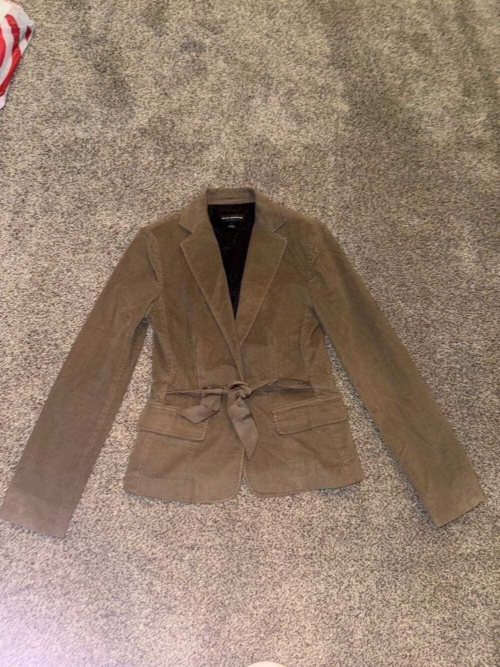 Club Monaco Brown Corduroy Blazer Jacket With Ribbon Belt Size 4